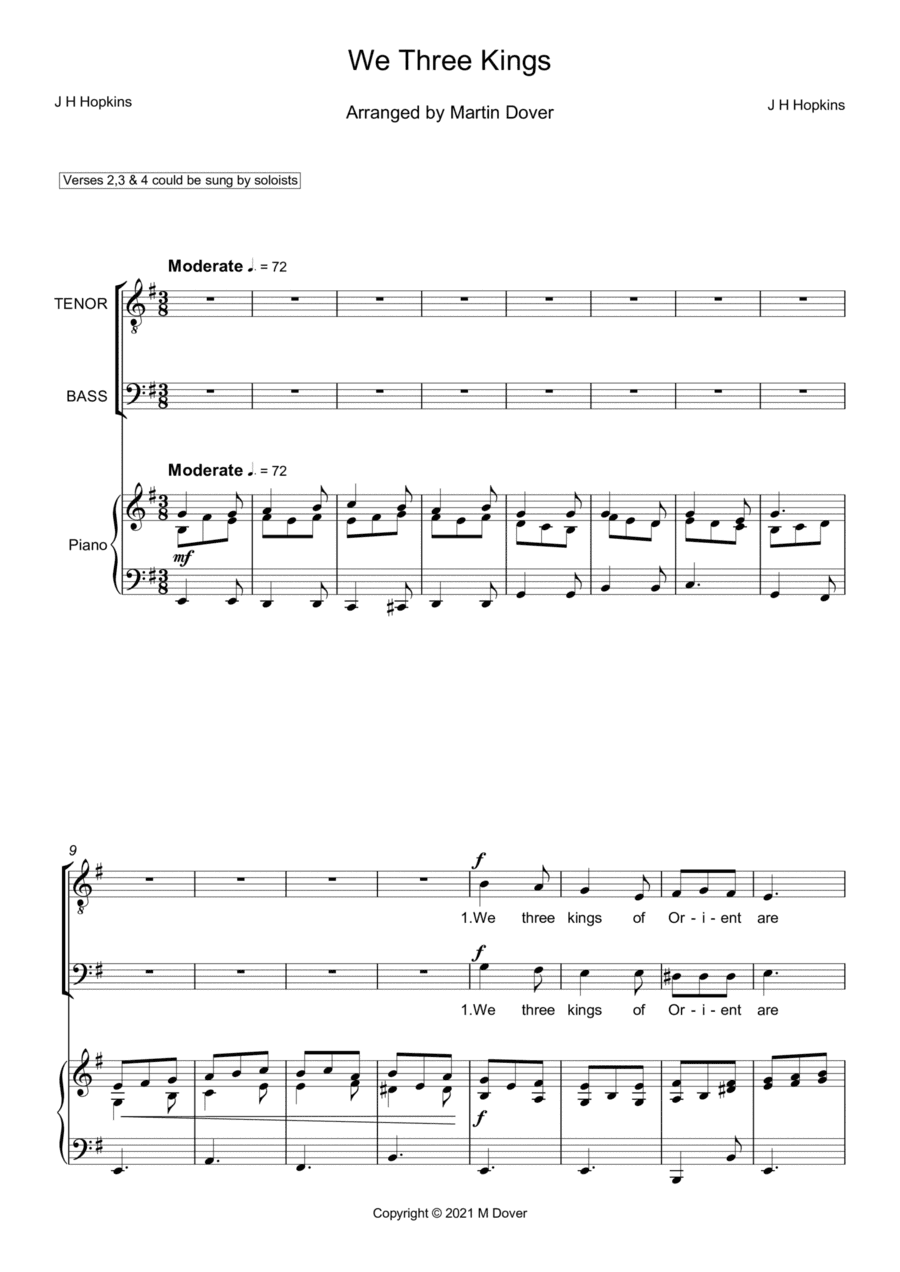 We Three Kings of Orient are - Two part choir (TB) - Lower Voices (arr. Martin Dover)