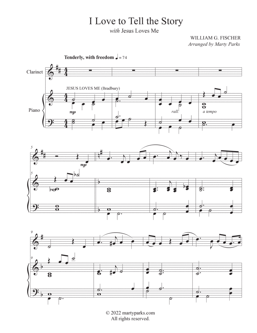 I Love to Tell the Story (Clarinet-Piano) (arr. Marty Parks)