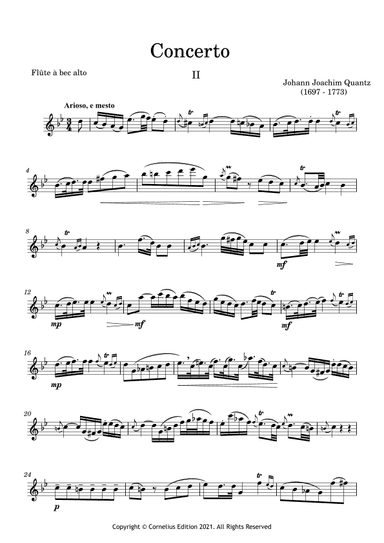 Quantz Concerto in G major. QV 5: 174. Second movement "Arioso." Flute Treble Recorder Duet. (arr. Glenn Martin)