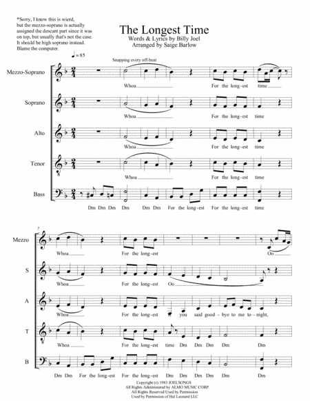 The Longest Time (arr. Saige Barlow)