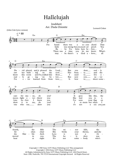Hallelujah (arr. Duda Oriontte)