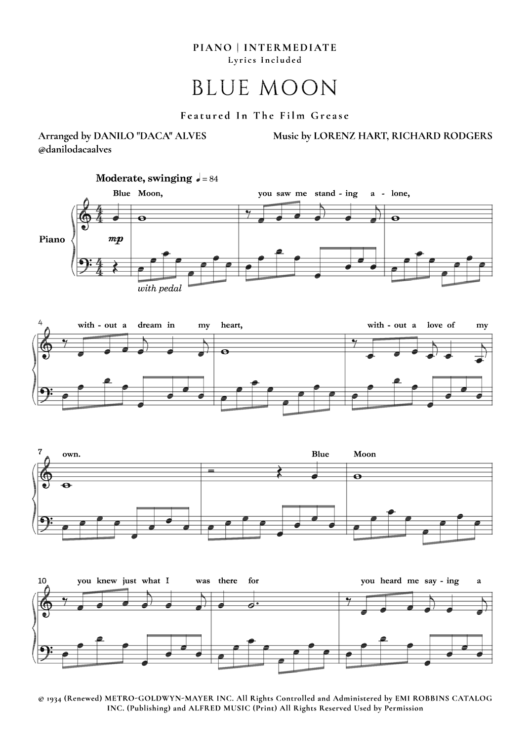 Blue Moon (arr. Danilo "Daca" Alves)