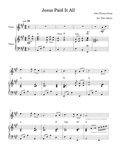 Jesus Paid It All (arr. Tyler Adams)