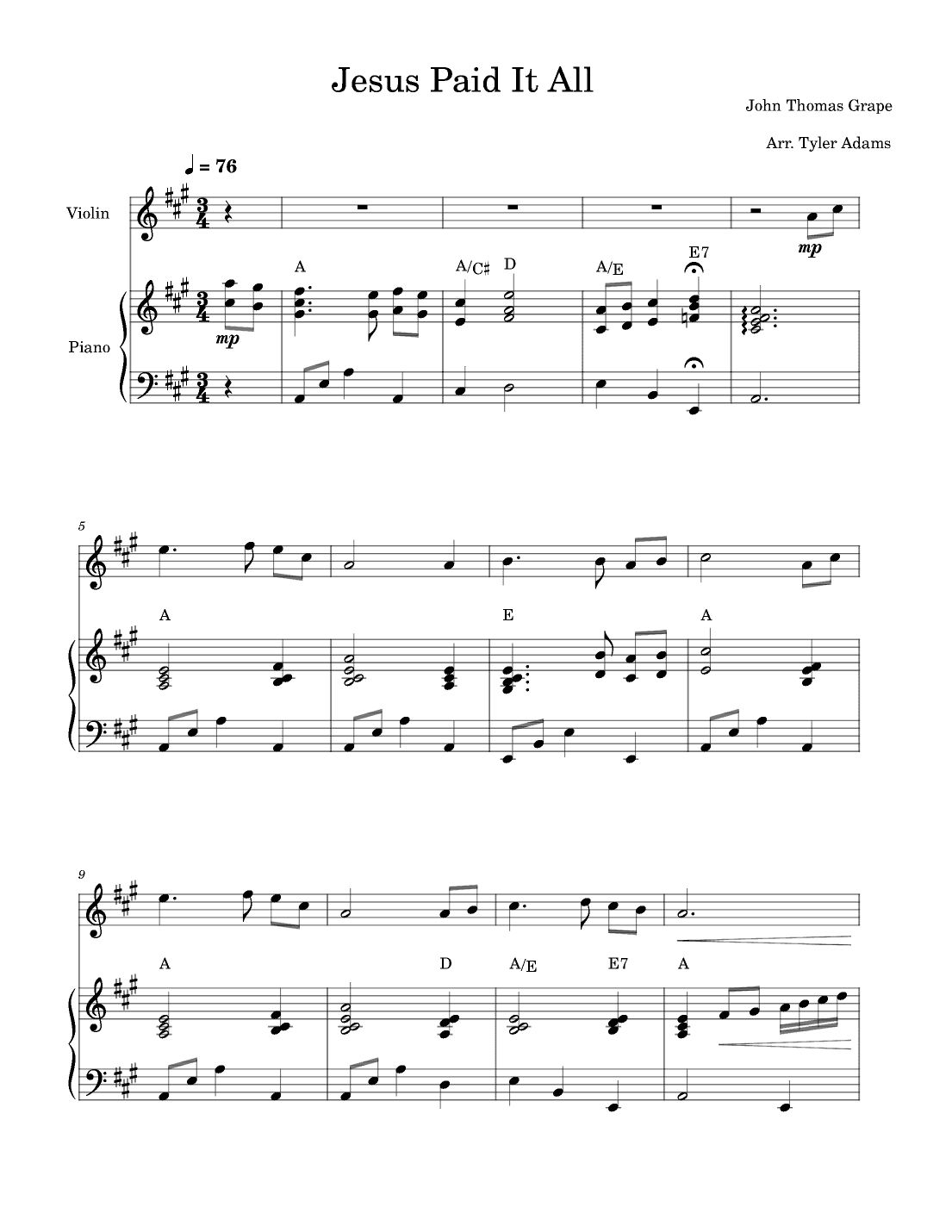 Jesus Paid It All (arr. Tyler Adams)