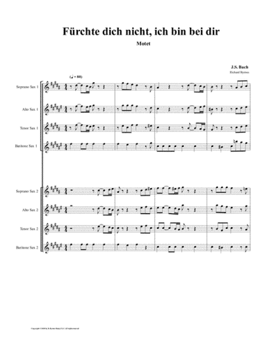 Fürchte dich nicht (motette) by J.S. Bach (Double Saxophone Choir) (arr. Richard Byrnes)