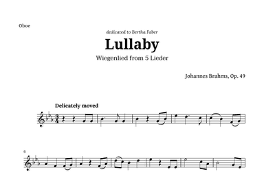 Wiegenlied (lullaby) by Brahms for Oboe (arr. Langanho)