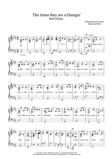 The Times They Are A-changin' (arr. Antje Günther)