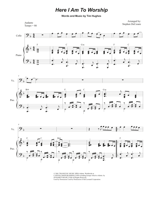 Here I Am To Worship (light Of The World) (arr. Stephen DeCesare)