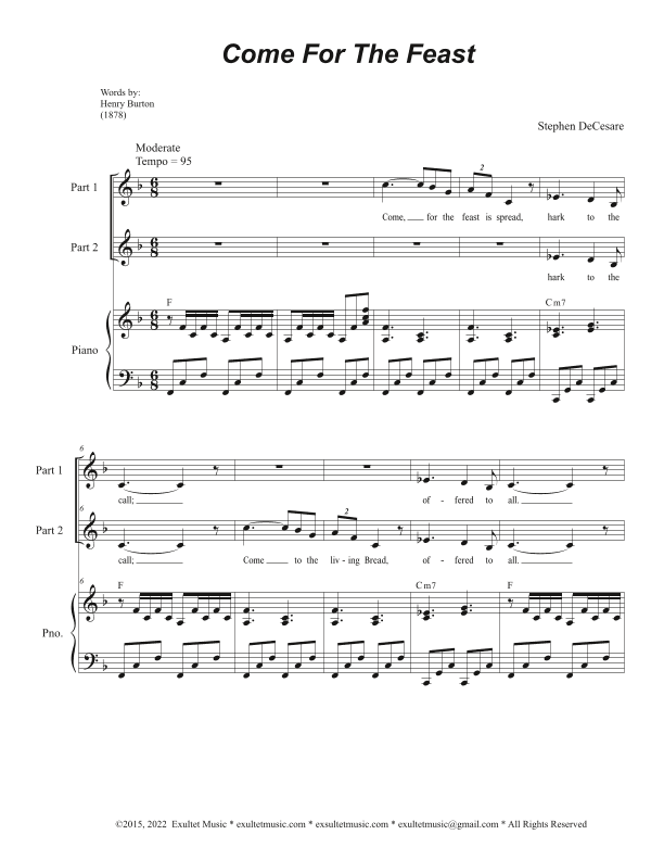 Come For The Feast (2-part choir)