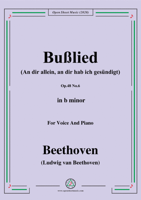 Beethoven-Bußlied,Op.48 No.6,in b minor,for Voice and Piano (arr. MSM)