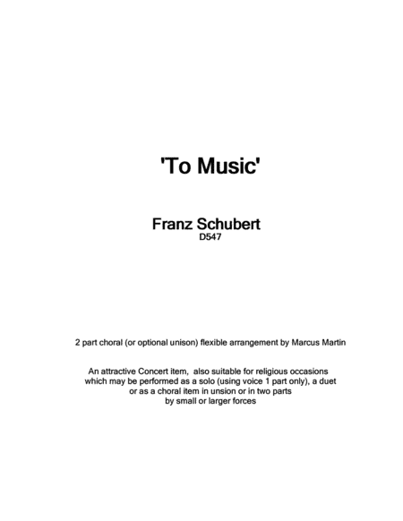 To Music (arr. Marcus Martin)