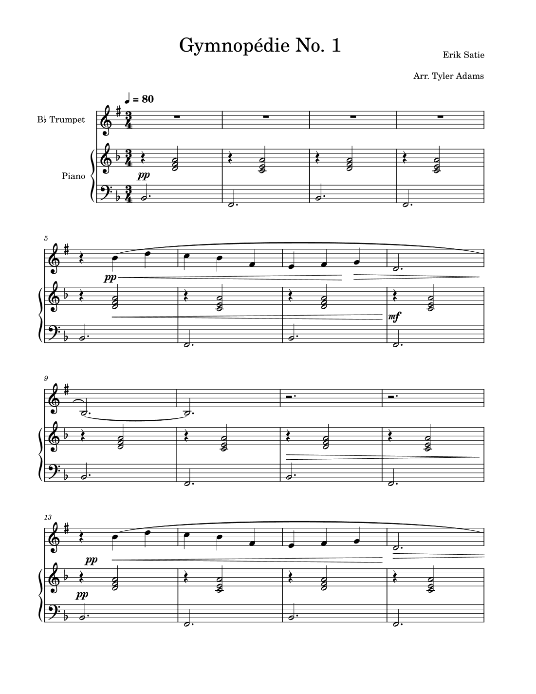 Gymnopédie No. 1 (Trumpet Solo and Piano) (arr. Tyler Adams)