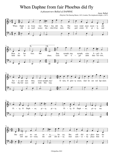When Daphne from fair Phoebus did fly (arr. Early Music Scores)