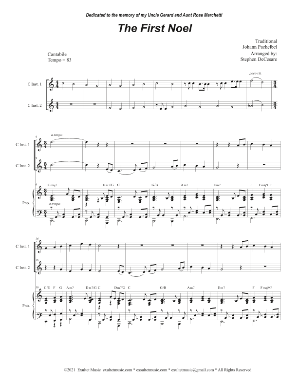 The First Noel (Duet for C-Instruments) (arr. Stephen DeCesare)