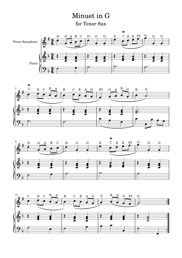 Minuet in G (arr. Johnson Lee)