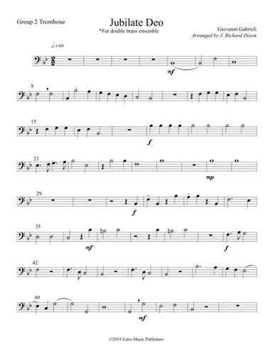 Giovanni Gabrieli's Jubilate Deo arranged for Double Brass Quartet (arr. J. Richard Dixon)