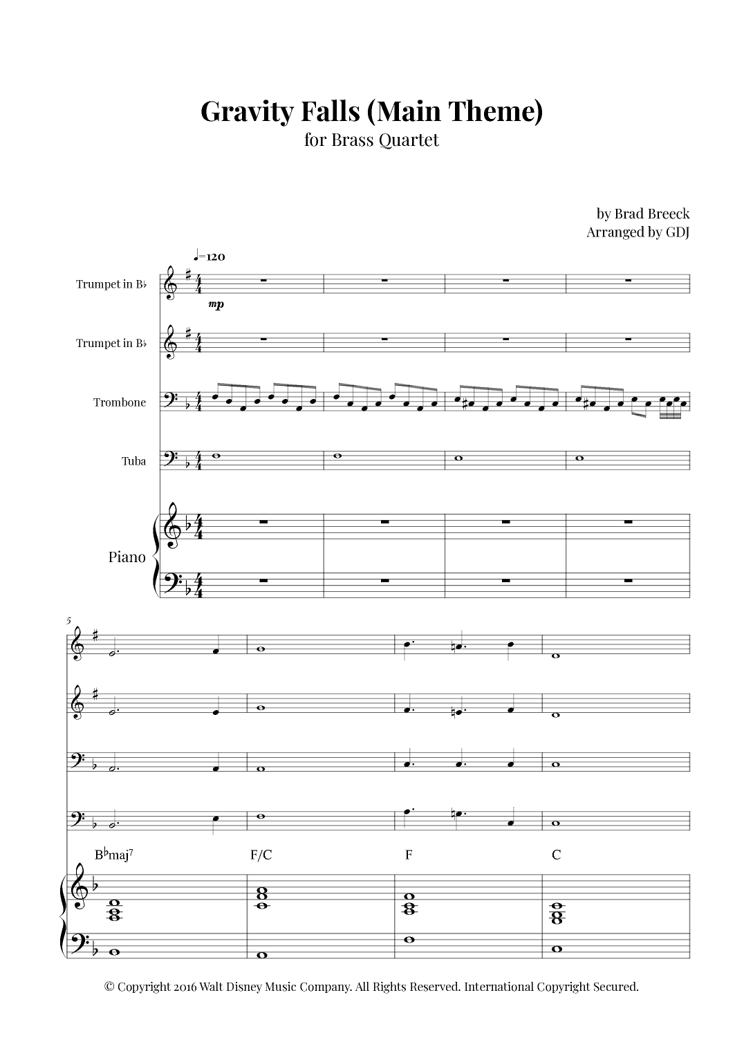 Gravity Falls (main Theme) (arr. GDJ)
