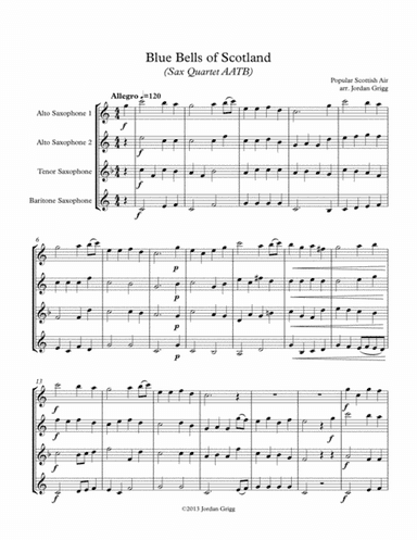 Blue Bells of Scotland (Sax Quartet AATB) (arr. Jordan Grigg)