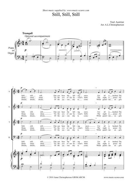 Still, Still, Still - SATB (arr. Anne L Christopherson GRSM ARCM)