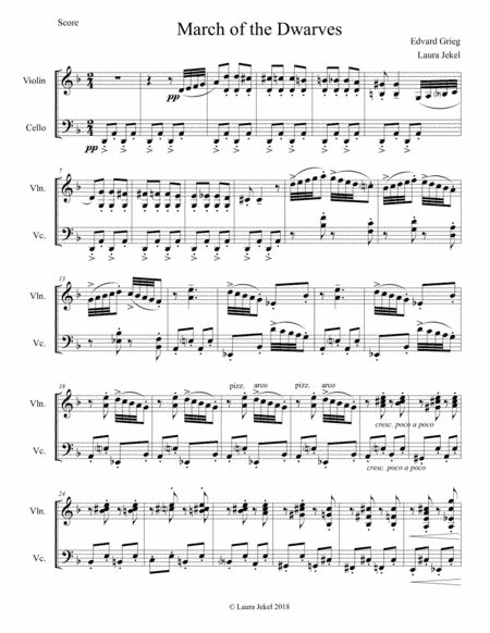 March of the Dwarfs by Grieg, for Violin and Cello Duet (arr. Laura Jekel)
