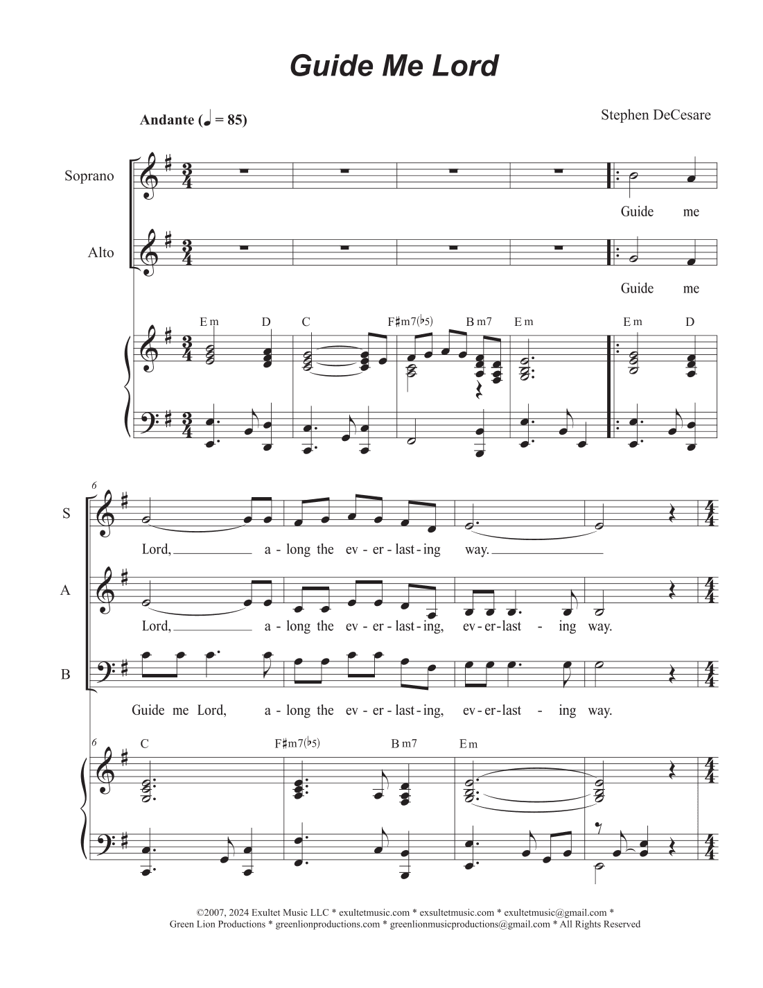 Guide Me Lord (SAB)