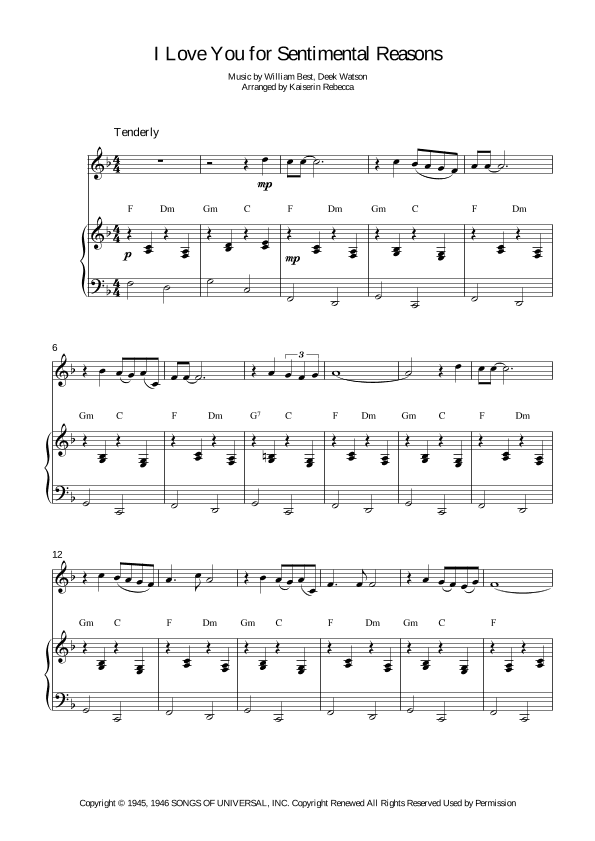 (i Love You) For Sentimental Reasons (arr. Kaiserin Rebecca)