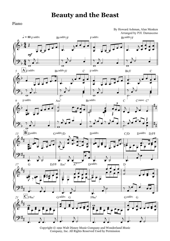 Beauty And The Beast (arr. P.H. Damasceno)
