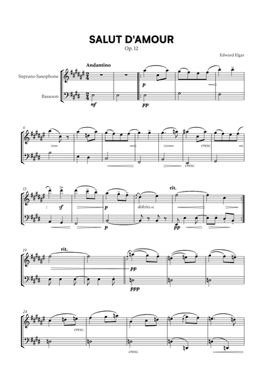 Edward Elgar - Salut d'Amour for Soprano Saxophone and Bassoon (arr. Cadenza Editions)