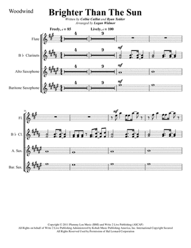 Brighter Than The Sun (arr. Logan Widmor)