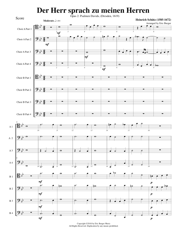 Der Herr sprach zu meinen Herren for Trombone or Low Brass Octet (arr. Eric Burger Music)