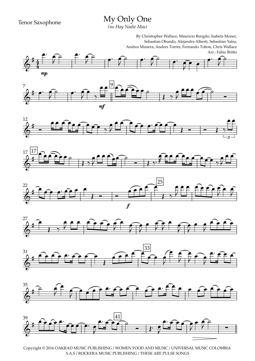 My Only One (no Hay Nadie Mas) (arr. Ottirb Sage)