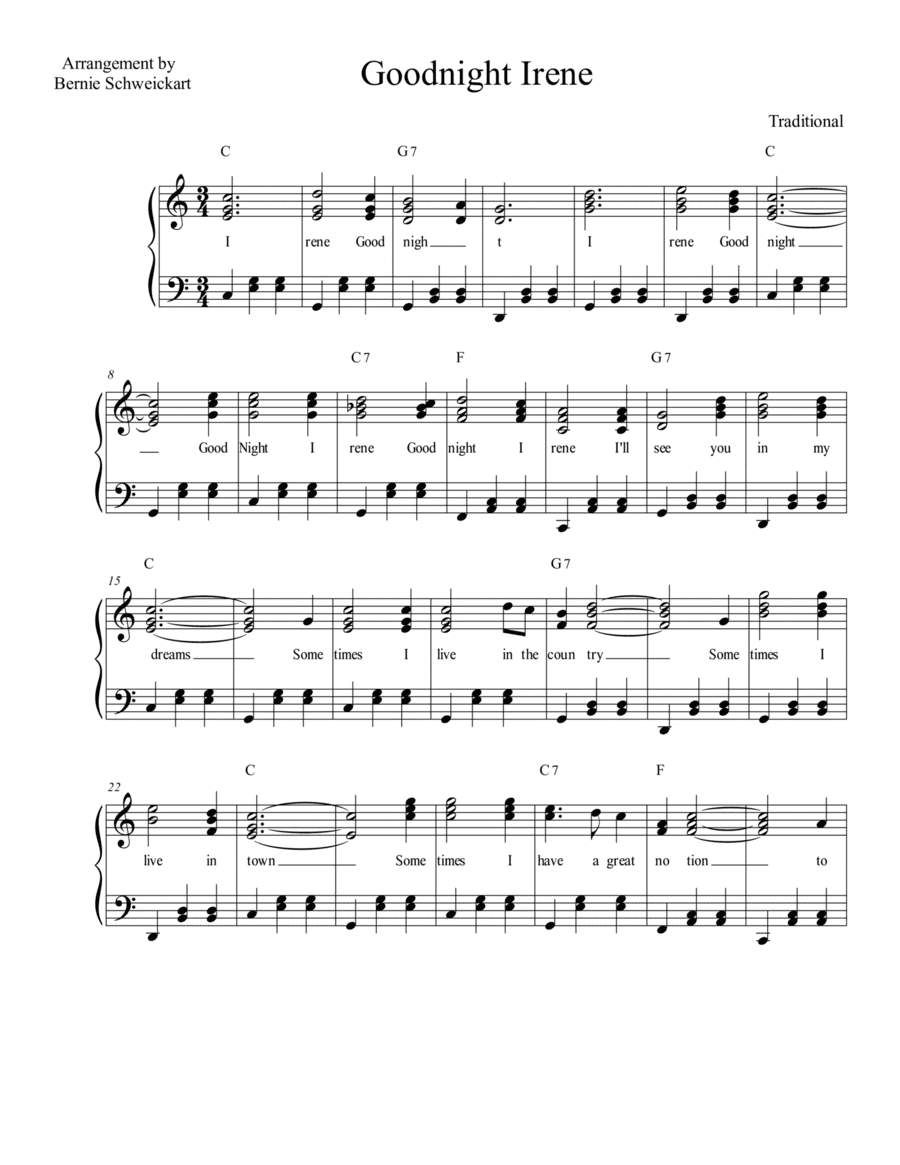 Goodnight Irene (arr. Bernie Schweickart)