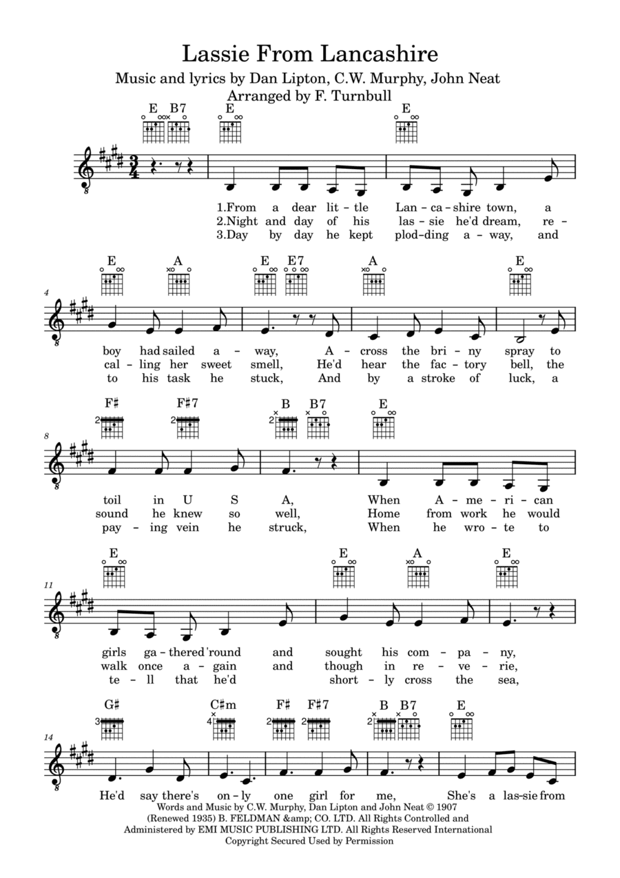 She's A Lassie From Lancashire (arr. F. Turnbull)