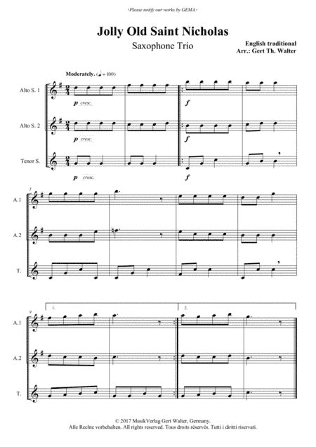 Jolly Old Saint Nicholas (arr. Gert Th. Walter)