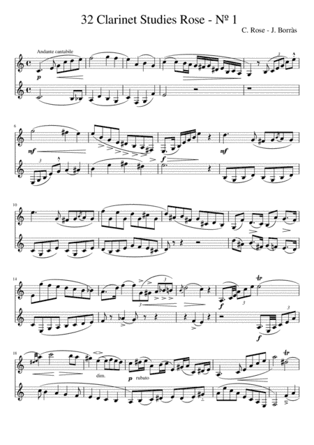 Dúos sobre los 32 Estudios para clarinete de C. Rose - Nº 1