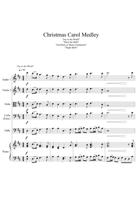 Christmas Carol Medley for String Quartet & Piano (arr. W.S.)