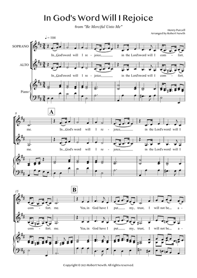 In God's Word Will I Rejoice (SA choir) (arr. Robert Newth)