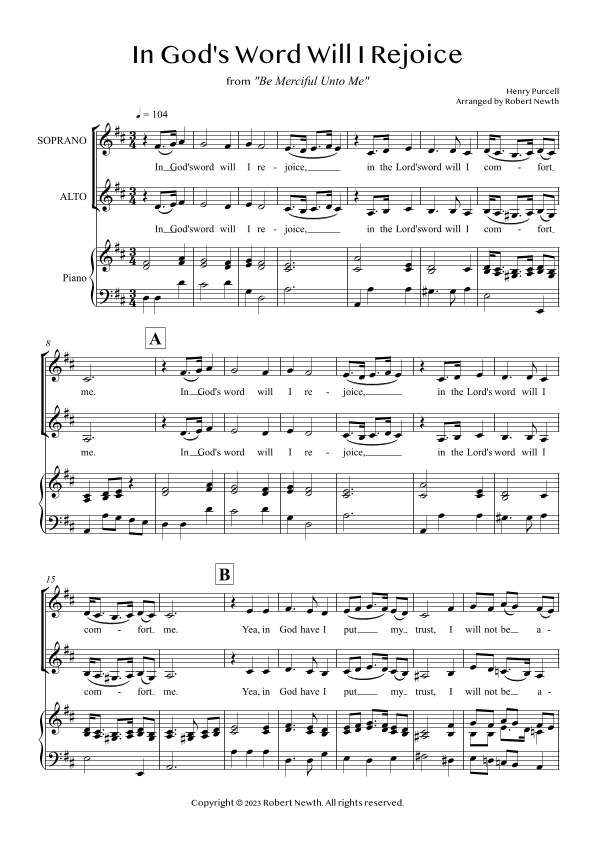 In God's Word Will I Rejoice (SA choir) (arr. Robert Newth)