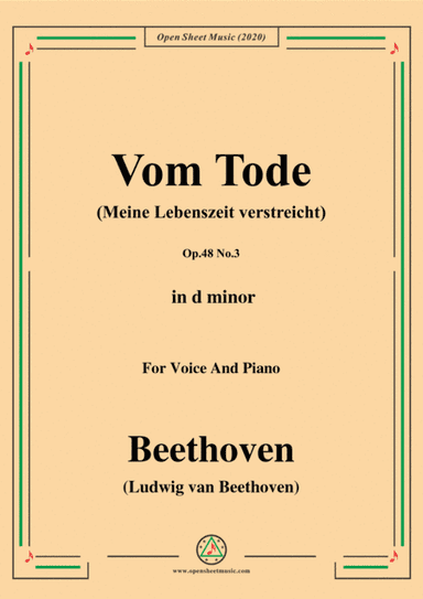 Beethoven-Vom TodeOp.48 No.3,in d minor,for Voice and Piano (arr. MSM)