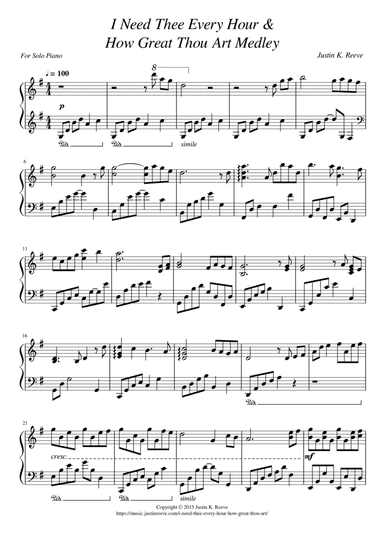 I Need Thee Every Hour / How Great Thou Art Medley (arr. Justin K. Reeve)
