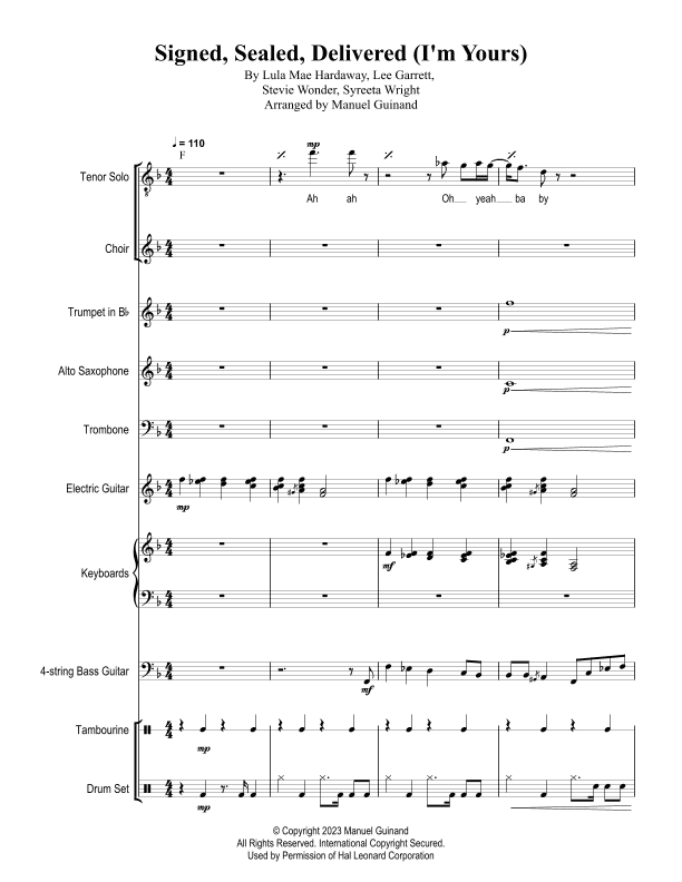 Signed, Sealed, Delivered I'm Yours (arr. Manuel Guinand)