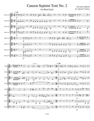 Canzon Septimi Toni a 8 No. 2 for Horn Octet (arr. Spencer Causey)
