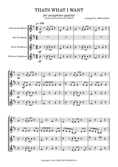 Thats What I Want - Score Only (arr. ABChords321)