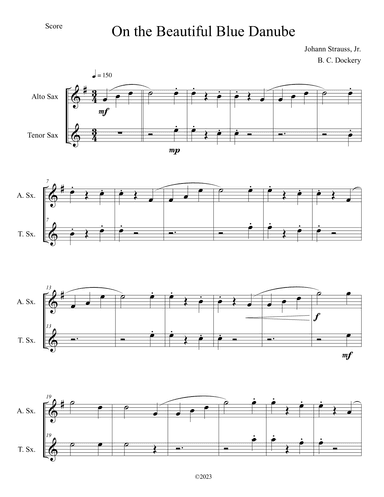 The Blue Danube (Alto and Tenor Sax Duet) (arr. B. C. Dockery)