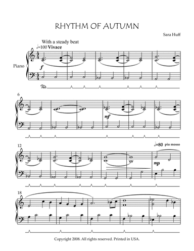 Rhythm of Autumn - piano solo for early intermediate level