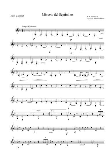Minuet of Septet in E flat major Op. 20. Ludwig Van Beethoven. (arr. José MartínezMulió)