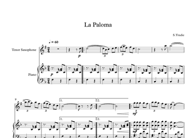 La Paloma - Sebastian Yradier (Tenor Sax + Piano) (arr. Digital Book Music)
