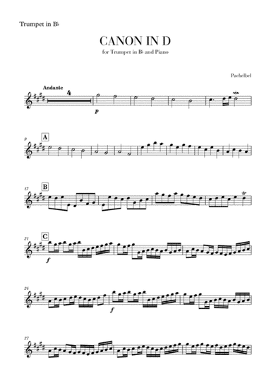 Canon in D for Trumpet (arr. Cadenza Editions)