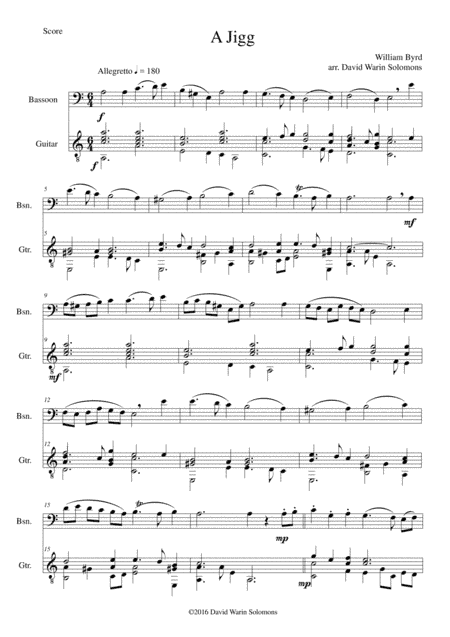 Byrd's Jigg for bassoon and guitar (arr. David Warin Solomons)