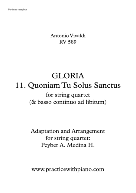 Vivaldi - RV 589, GLORIA - 11 Quoniam Tu Solus Sanctus (arr. Peyber Augusto Medina Hidalgo)